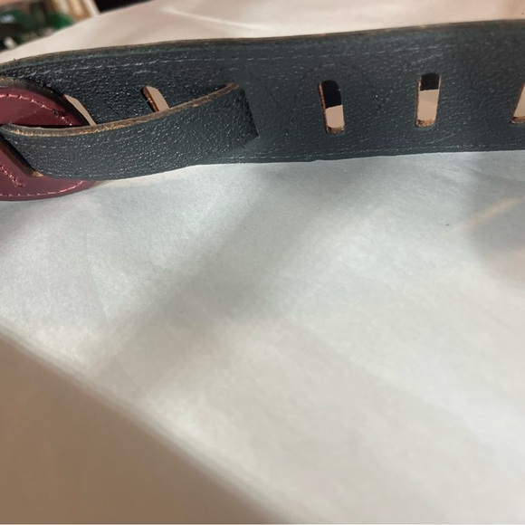 MSS80 2 Inch LEVY Guitar Strap Belt Leather Burgundy Black Music Band - Picture 7 of 16